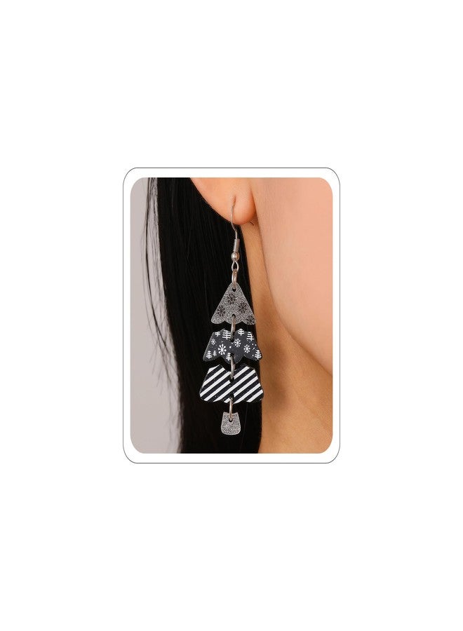 Xeyau Christmas Earrings for Women Black Christmas Tree Sweater Doughnut Earring Lightweight Acrylic Earrings Cute Christmas Earring Accessorie Jewelry (Black) - Image 1